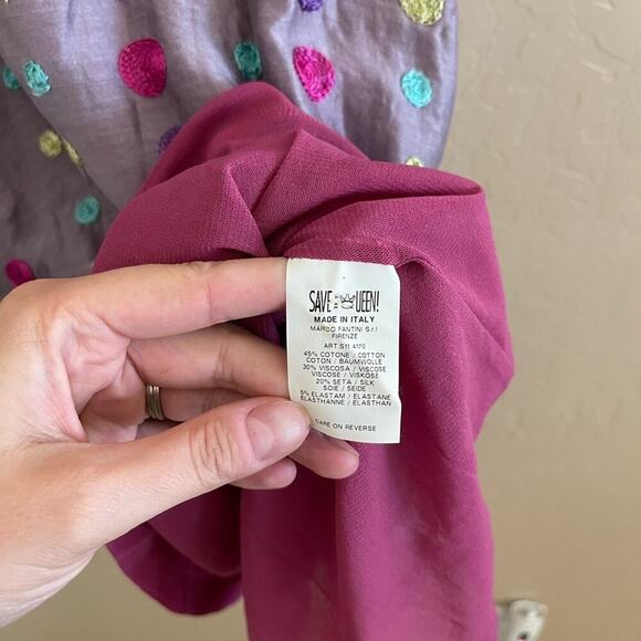 Vintage Save the Queen Jean Paul Gaultier Embroidered Spot Drape Scarf Dress S - Picture 8 of 8